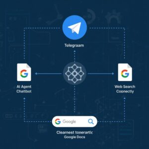 Diagrama del AI Telegram Chat bot_ integración entre Telegram, agente AI (gpt-4o-mini), Google Docs y búsquedas web